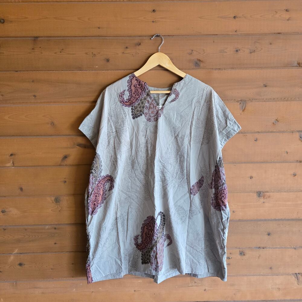 SBJ Austin Dress Mary Mini Paisley Tunic OS Boho ATX Retro Chic Cotton Vneck Top - Picture 2 of 7